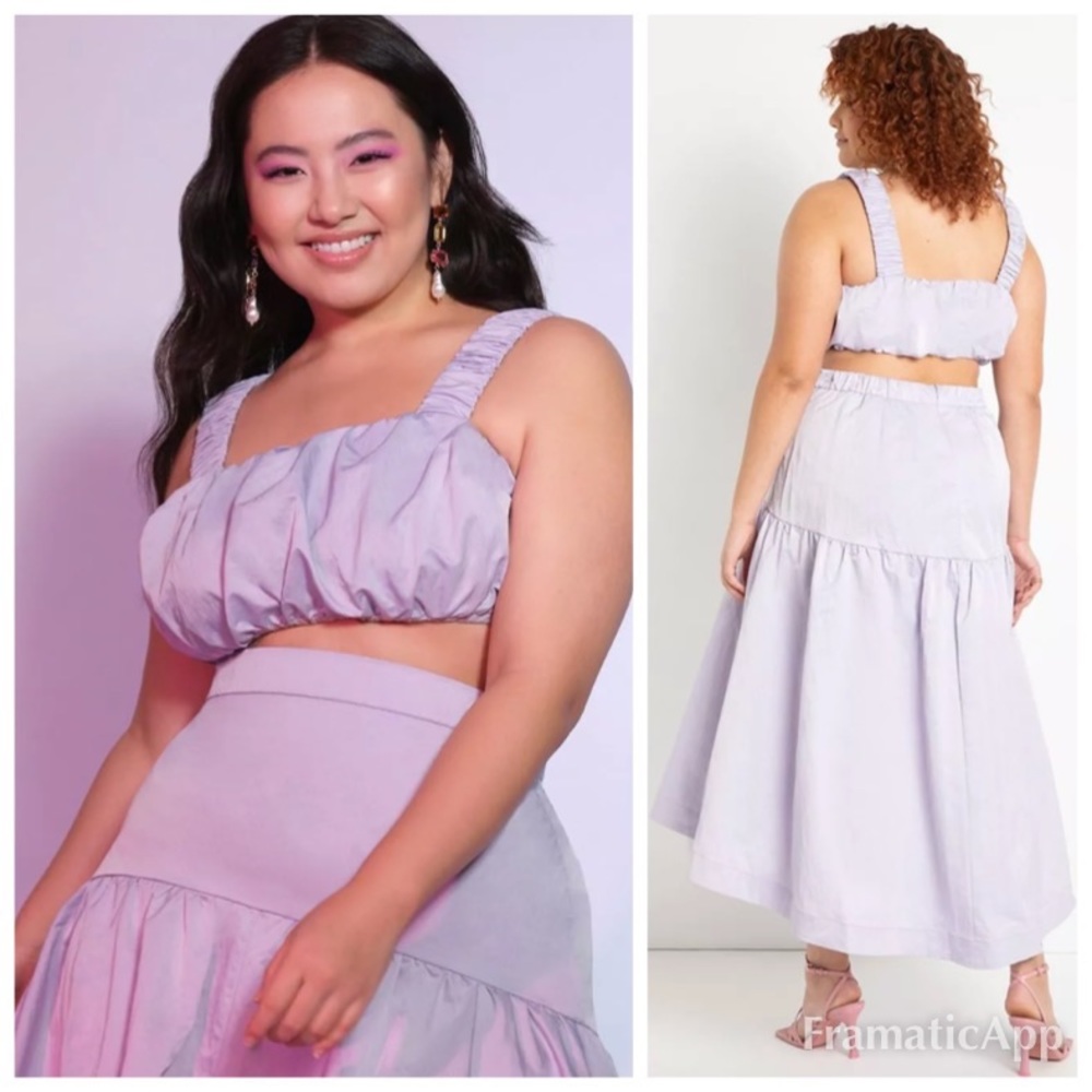 NWT ELOQUII Scrunched Bustier Top - Purple Heather